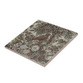 Braune Bird Wasserfarbe Grafit Grüne Blume Fliese (Seite)