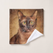 Braune birmanische Katze Badhandtuch Set (Waschlappen)