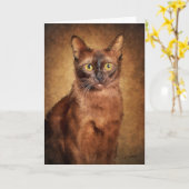 Braune birmanische Katze Karte (Gelbe Blume)