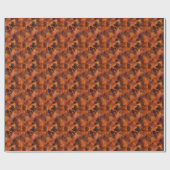 Braune Blätter auf Orange Geschenkpapier (Flach)