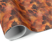 Braune Blätter auf Orange Geschenkpapier (Rolleneckpunkt)
