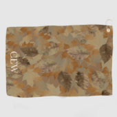 Braune Blätter Custom Monogramm oder Name Camo Golfhandtuch (Horizontal)