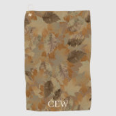 Braune Blätter Custom Monogramm oder Name Camo Golfhandtuch (Vorderseite)