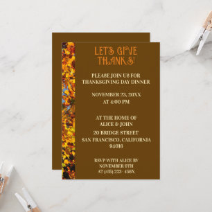 Braune Blätter Erntedank Abendessen Herbstfest Einladung