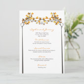 Braune Blätter Knotted Liebe Bäume Herbsthochzeit Menükarte (Stehend Vorderseite)