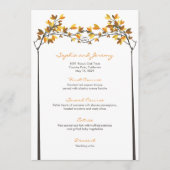 Braune Blätter Knotted Liebe Bäume Herbsthochzeit Menükarte (Vorderseite)