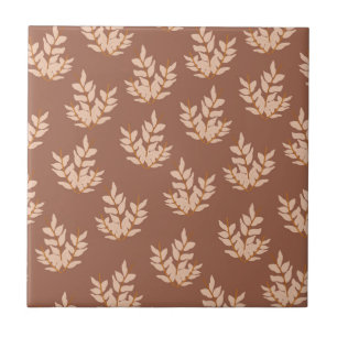 Braune Blätter Vintage-Linien-Blattmuster Fliese