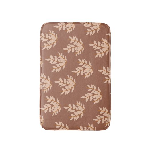Braune Blätter Vintages Linienmuster Badematte (Vorderseite Vertikal)