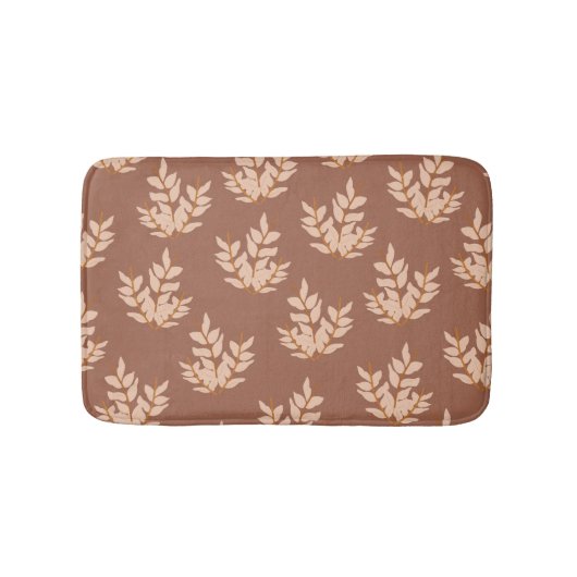 Braune Blätter Vintages Linienmuster Badematte (Vorderseite)