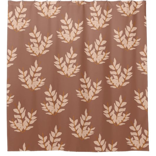 Braune Blätter Vintages Linienmuster Duschvorhang (Vorderseite)