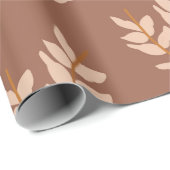 Braune Blätter Vintages Linienmuster Geschenkpapier (Rolleneckpunkt)