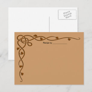 Braune Blattrebe leere Rezeptkarte  Postkarte