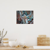 Braune blaue Farbstreifen Streifen Moderne Linien Poster (Küche)