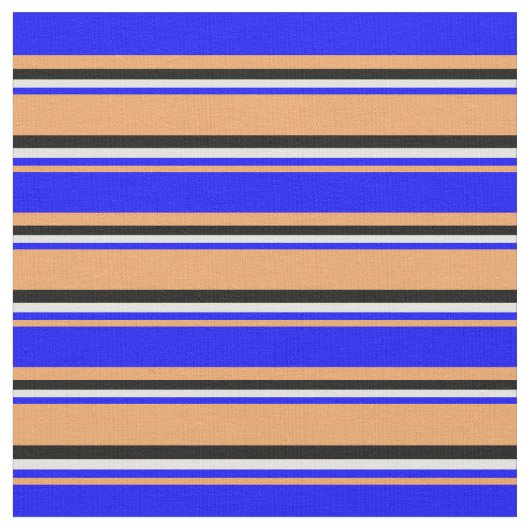 Braune, blaue, hellgelbe und schwarz gefärbte Lini Stoff (Nahaufnahme)
