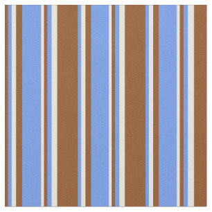 Braune, blaue Kornblumen und beige farbige Streife Stoff