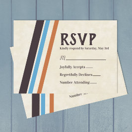 Braune, blaue Streifen Bar Mitzvah RSVP-Karte Hinweiskarte