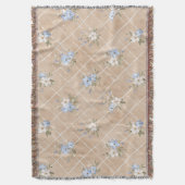Braune Blaue Weiße Blumen Decke (Vorderseite Vertikal)
