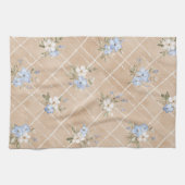 Braune Blaue Weiße Blumen Geschirrtuch (Horizontal)
