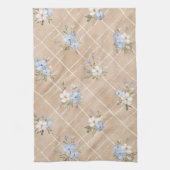 Braune Blaue Weiße Blumen Geschirrtuch (Vertikal)