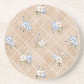 Braune Blaue Weiße Blumen Getränkeuntersetzer (Vorne)