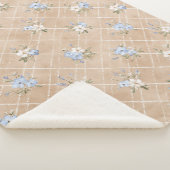 Braune Blaue Weiße Blumen Sherpadecke (3/4)