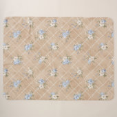 Braune Blaue Weiße Blumen Sherpadecke (Vorderseite (Horizontal))