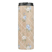 Braune Blaue Weiße Blumen Thermosbecher (Rückseite)
