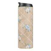 Braune Blaue Weiße Blumen Thermosbecher (Nach rechts gedreht)