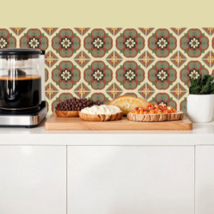 Braune Blume auf Fliesen, Retro Vintage Inspiratio Fliese