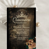 Braune Blume Damask Dark Gothic Quinceañera Einladung
