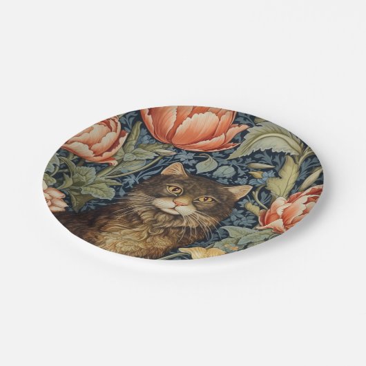 Braune Blume im Jugendstil Pappteller (Schrägansicht)