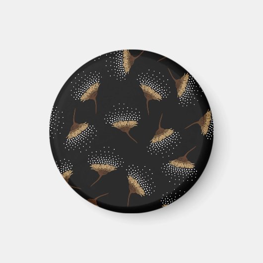 Braune Blume, nahtloser schwarzer Hintergrund. Magnet (Vorne)
