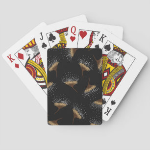 Braune Blume, nahtloser schwarzer Hintergrund. Spielkarten