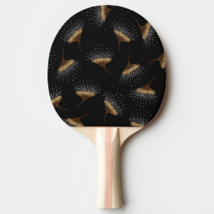 Braune Blume, nahtloser schwarzer Hintergrund. Tischtennis Schläger