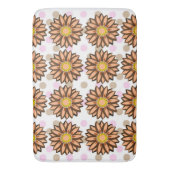 Braune Blume Pink Polka dot Floral Muster Badematte (Vorderseite Vertikal)