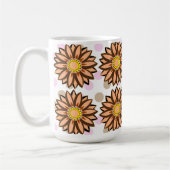 Braune Blume Pink Polka dot Floral Muster Kaffeetasse (Links)