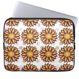 Braune Blume Pink Polka dot Floral Muster Laptopschutzhülle