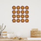 Braune Blume Pink Polka dot Floral Muster Poster (Küche)