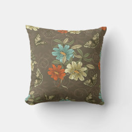 Braune Blume Schmetterlinge Kissen