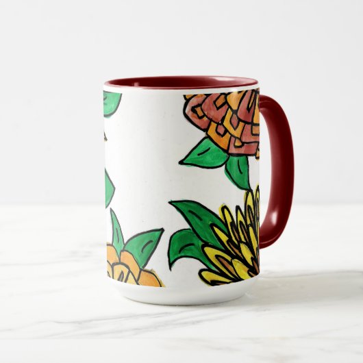 Braune Blume Tasse (VorderseiteRechts)