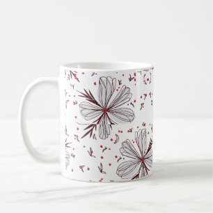 Braune Blumen Botanische Illustration Klassischer Kaffeetasse