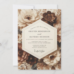 Braune Blumen Hochzeit im opulenten Stil Einladung