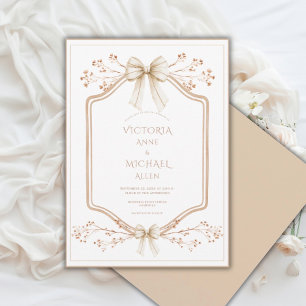 Braune Blumen Hochzeitseinladung im eleganten Stil Einladung