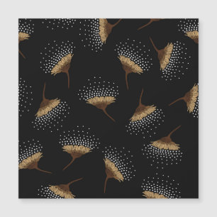 Braune Blumen, nahtloser schwarzer Hintergrund. Magnetkarte