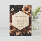 Braune Blumen Üppige Hochzeit Einladung (Stehend Vorderseite)