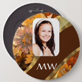 Braune Blumenvorlage Button (Vorne & Hinten)