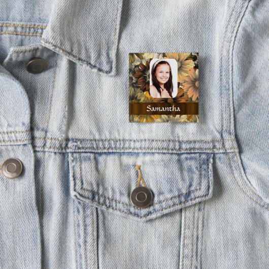 Braune Blumenvorlage Button (Beispiel)