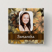 Braune Blumenvorlage Button (Vorderseite)