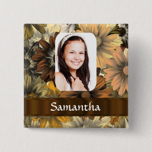 Braune Blumenvorlage Button