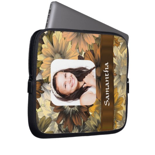 Braune Blumenvorlage Laptopschutzhülle (Vorne Rechts)